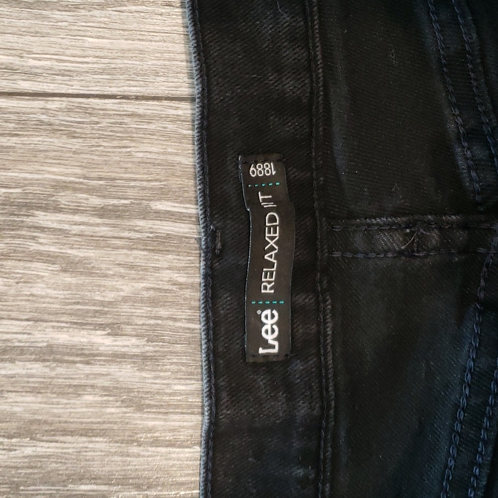 photo-Lee Relaxed Fit Jeans Black Denim Pants Straight Leg Bottoms Petite 12P - Picture 7 of 13
